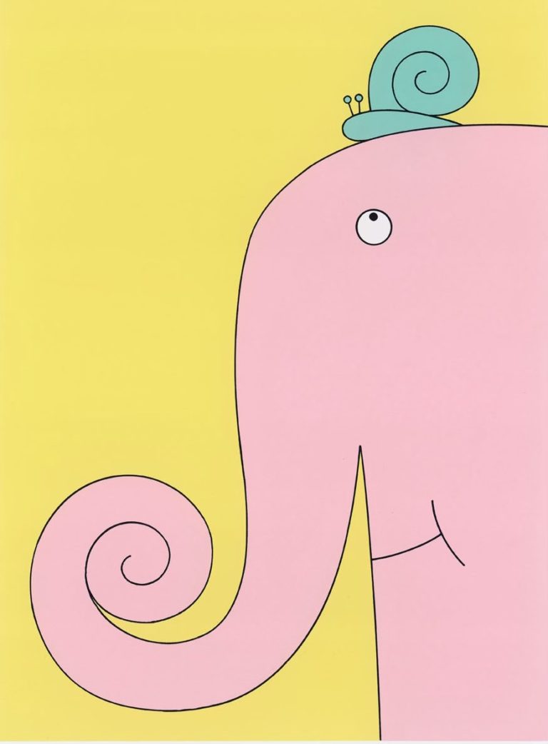 Elefant och snigel Serigrafi av Owe Gustafson