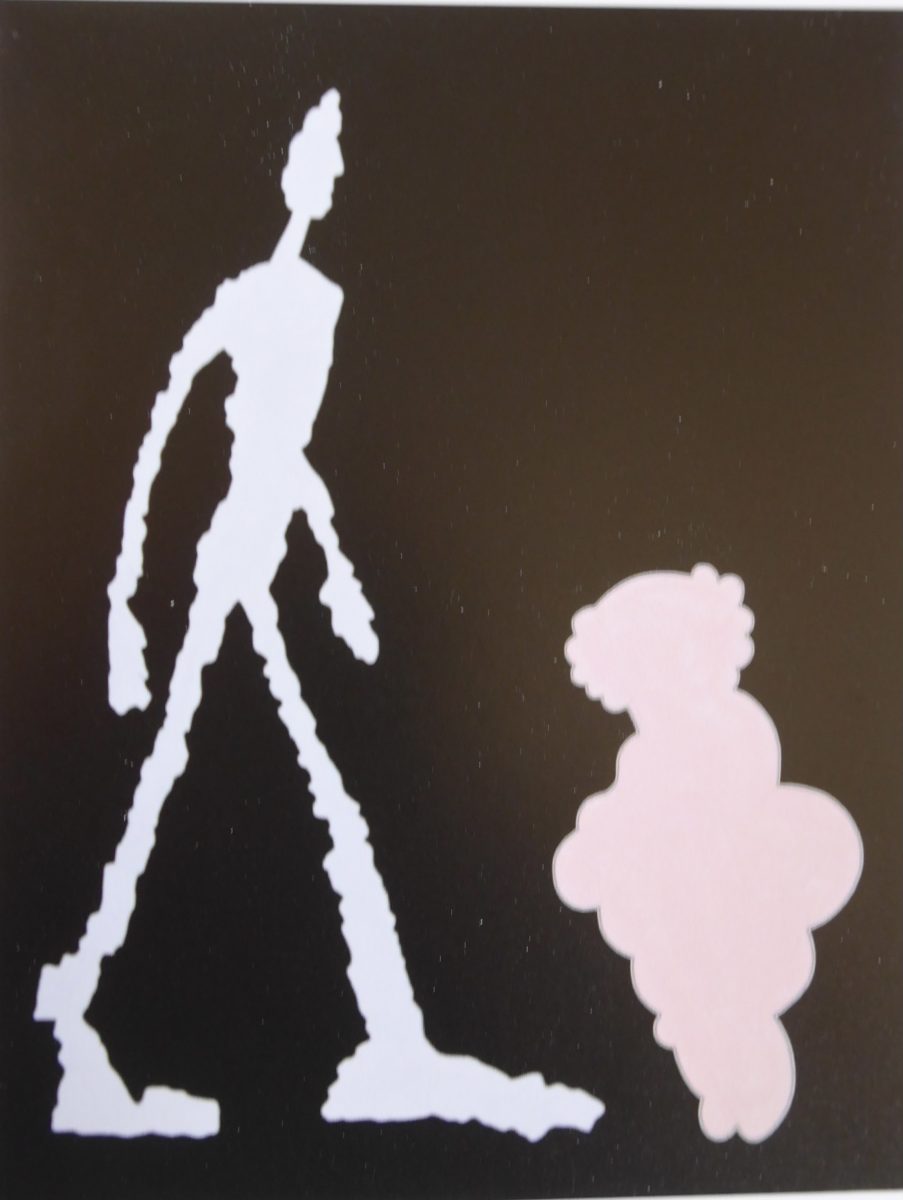 Giacometti möter Venus från Willendorf Akryl av Owe Gustafson